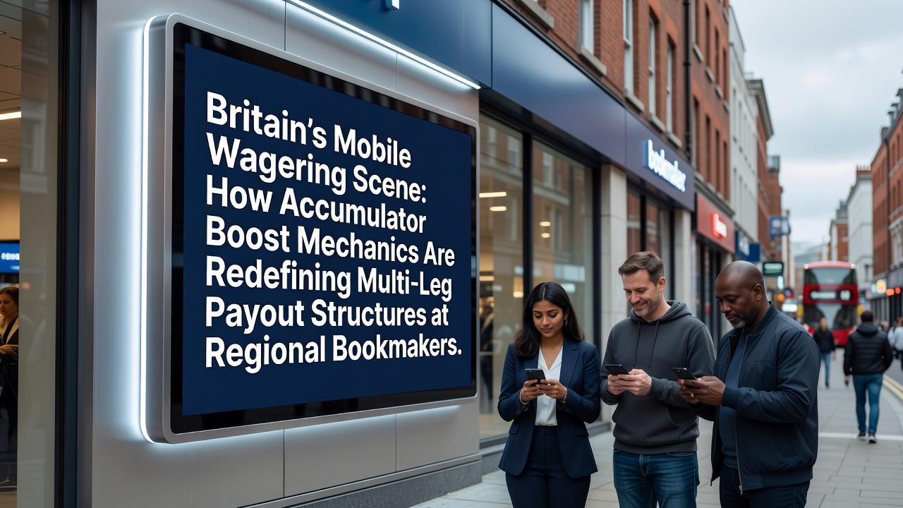 Mobile screen displaying accumulator bet options with boost mechanics at a regional UK bookmaker app
