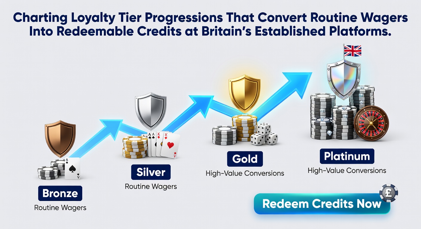 Loyalty tier progression chart showing how regular wagers convert into redeemable credits across major British betting platforms