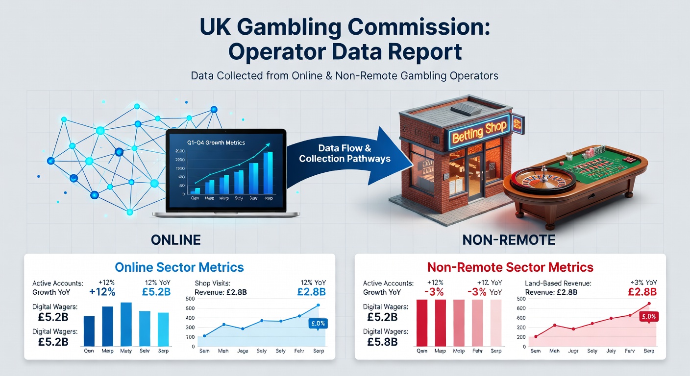 Infographic detailing UK gambling yield breakdowns for Q3 2025/26, highlighting slots growth and betting declines