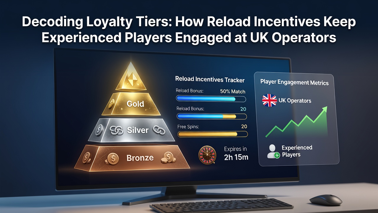 Infographic showing loyalty tier progression with reload bonus examples across UK betting platforms