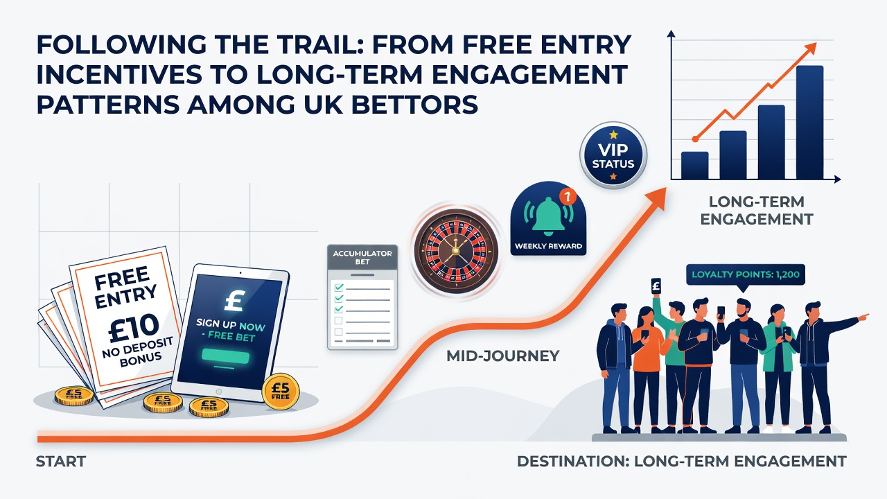 Graph-style illustration showing progression from short-term incentive claims to extended user retention curves in betting data