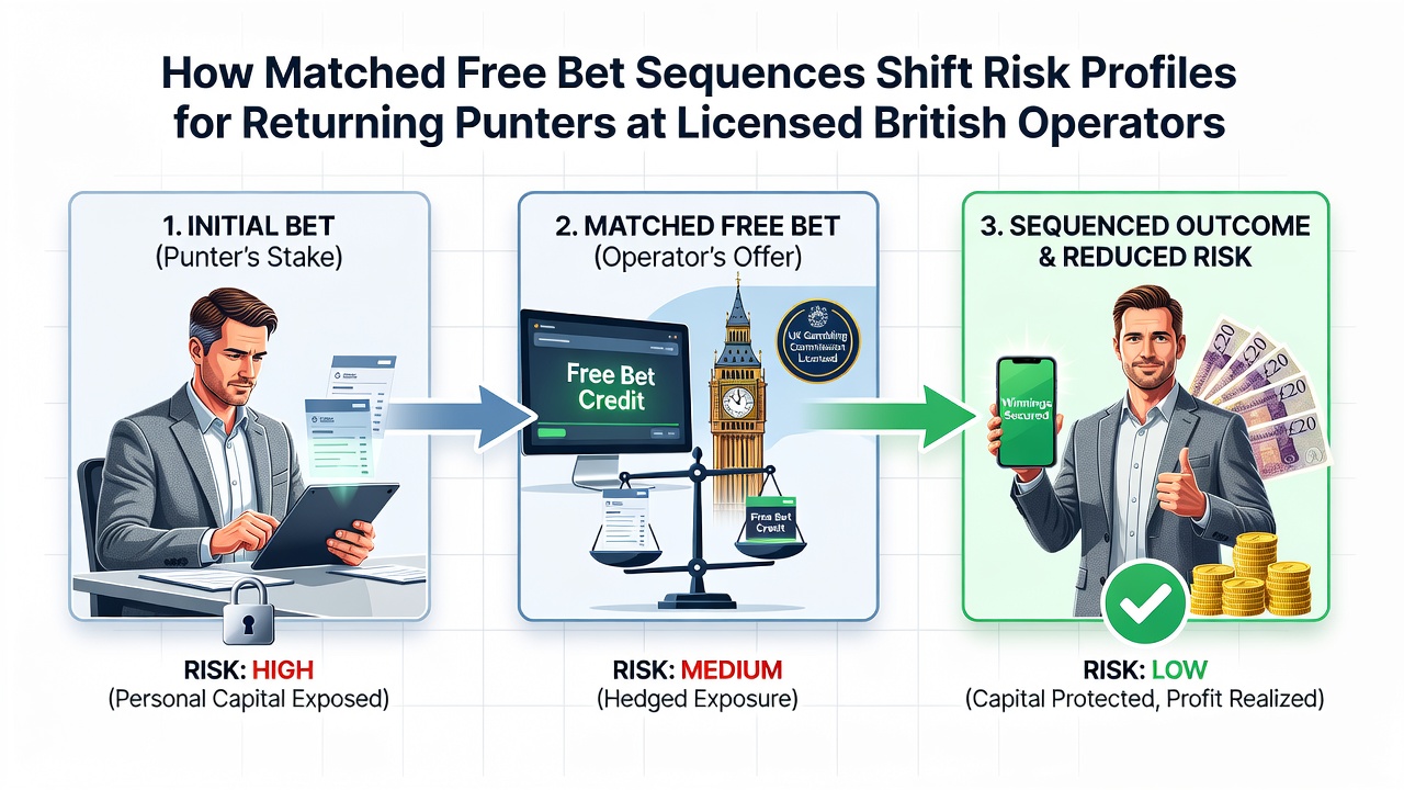 Chart displaying risk profile shifts for returning punters using matched free bet sequences over time at British licensed operators