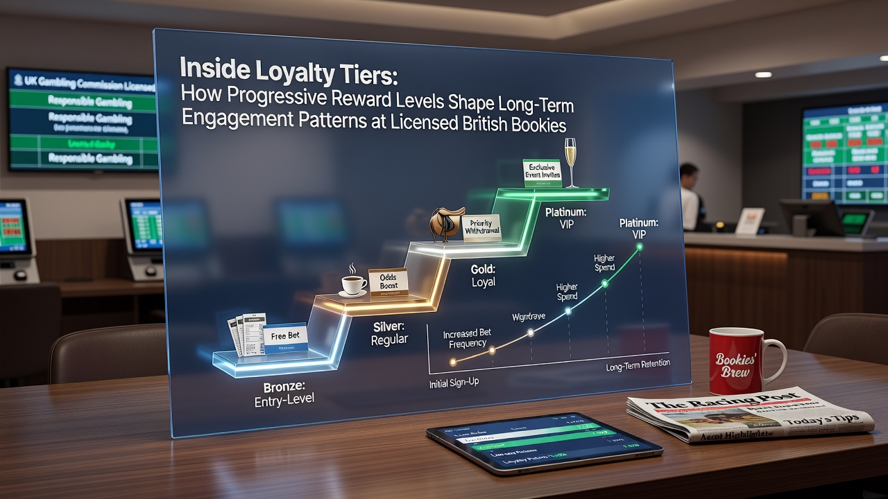 Loyalty tier progression chart showing bronze, silver, gold and platinum levels at UK betting sites