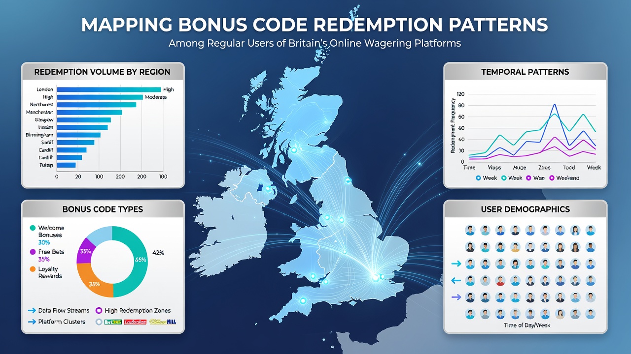 Heatmap visualization of bonus code redemptions by time of day and user frequency on British betting sites