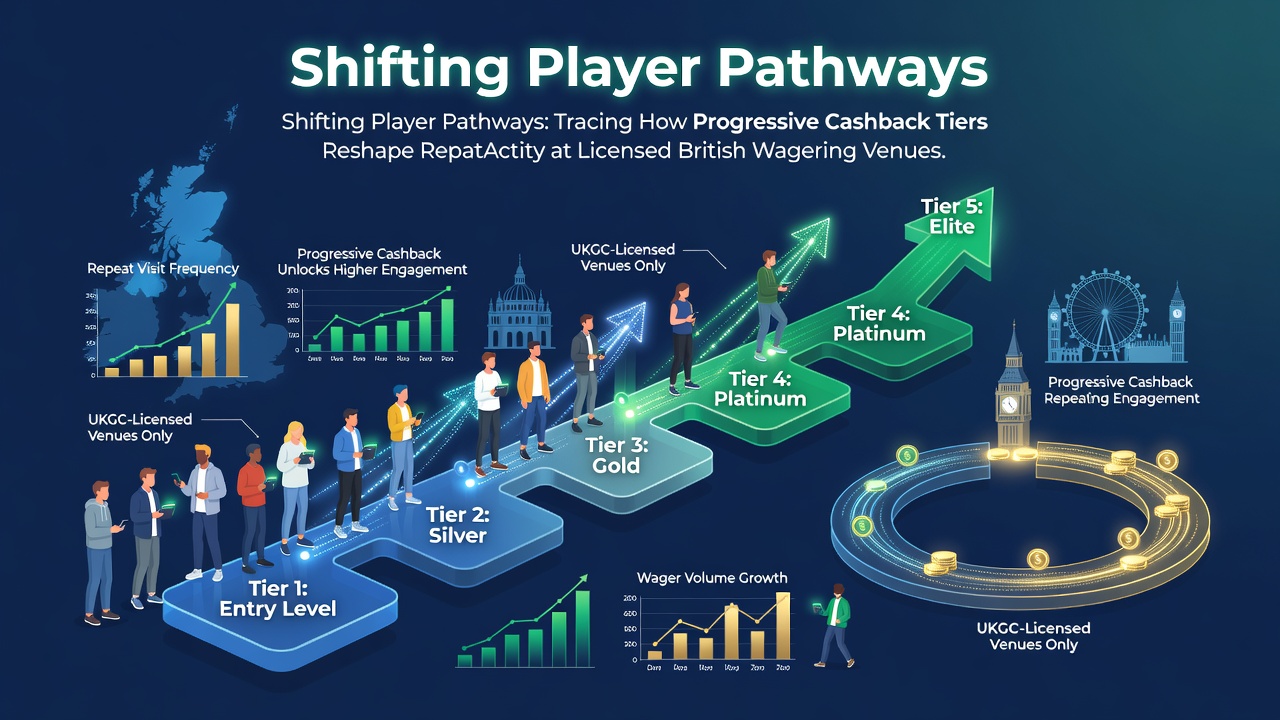 Infographic showing cashback tier progression and player activity levels at British betting sites