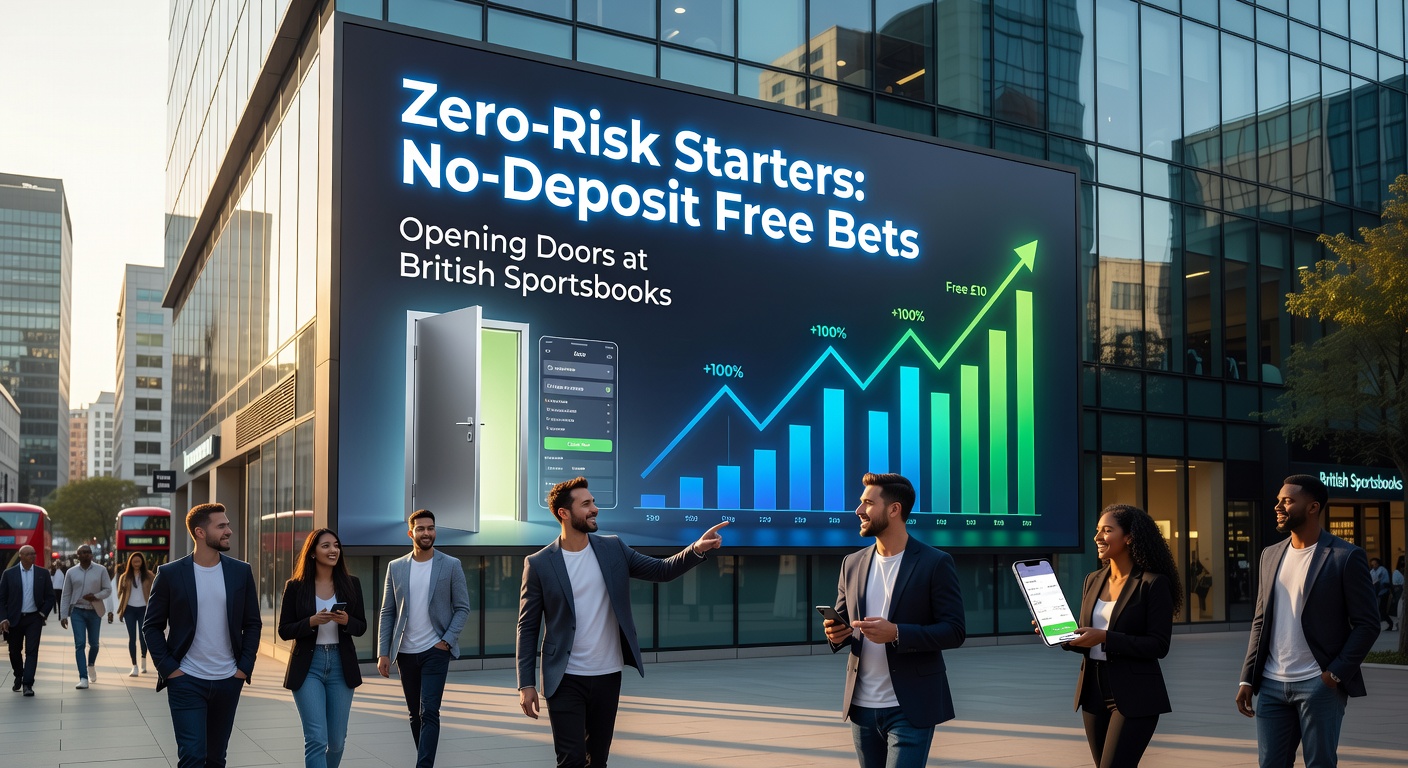 Screenshot of a British sportsbook app displaying a no-deposit free bet claim button, with Premier League odds in the background